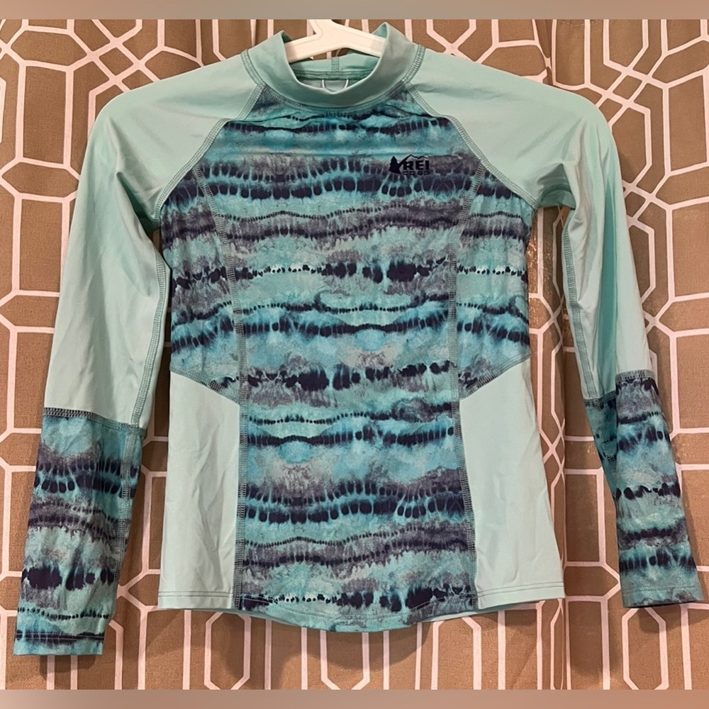 REI Teal Long Sleeve Rash Guard Swim Shirt Girls Small (8)!